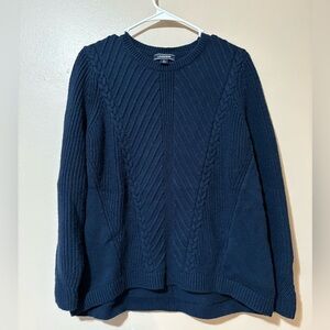Lands' End Navy Blue Cable Knit Sweater Women’s size Large